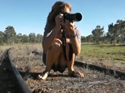 Sexy photographer upskirt skirt outdoors